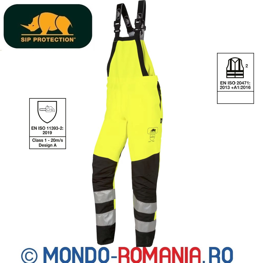 Pantaloni pieptar pentru lucrul cu motofierastraul, clasa 2