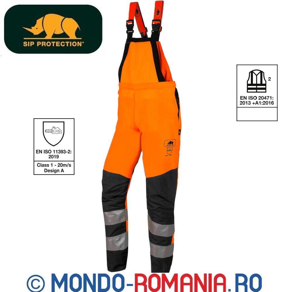 Pantaloni pieptar pentru lucrul cu motofierastraul, clasa 2