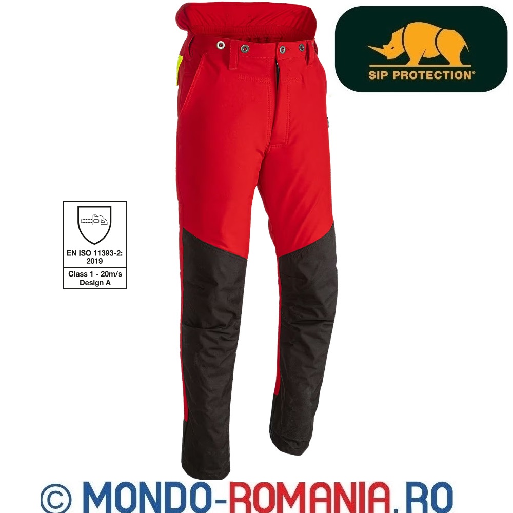 Pantaloni profesionali, flexibili, pentru lucrul cu motofierastraul, clasa 1 