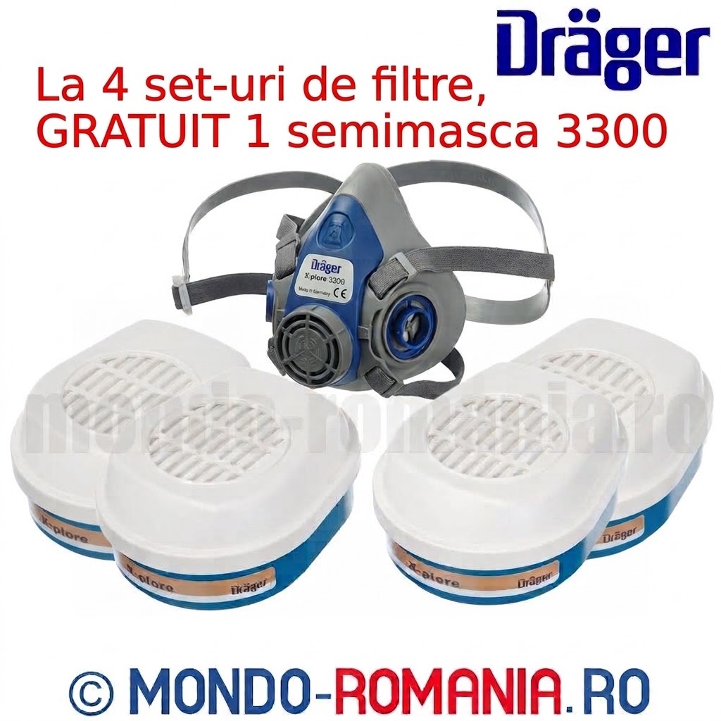 4 set-uri Filtre Drager A1P3 + Gratuit 1 semimasca Drager 3300
