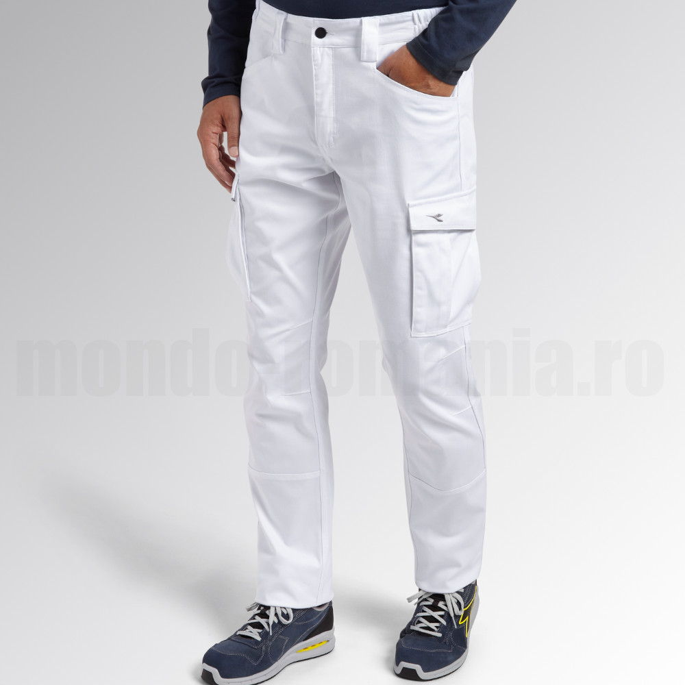 Pantaloni albi de lucru flexibili DIADORA CARGO STRETCH White
